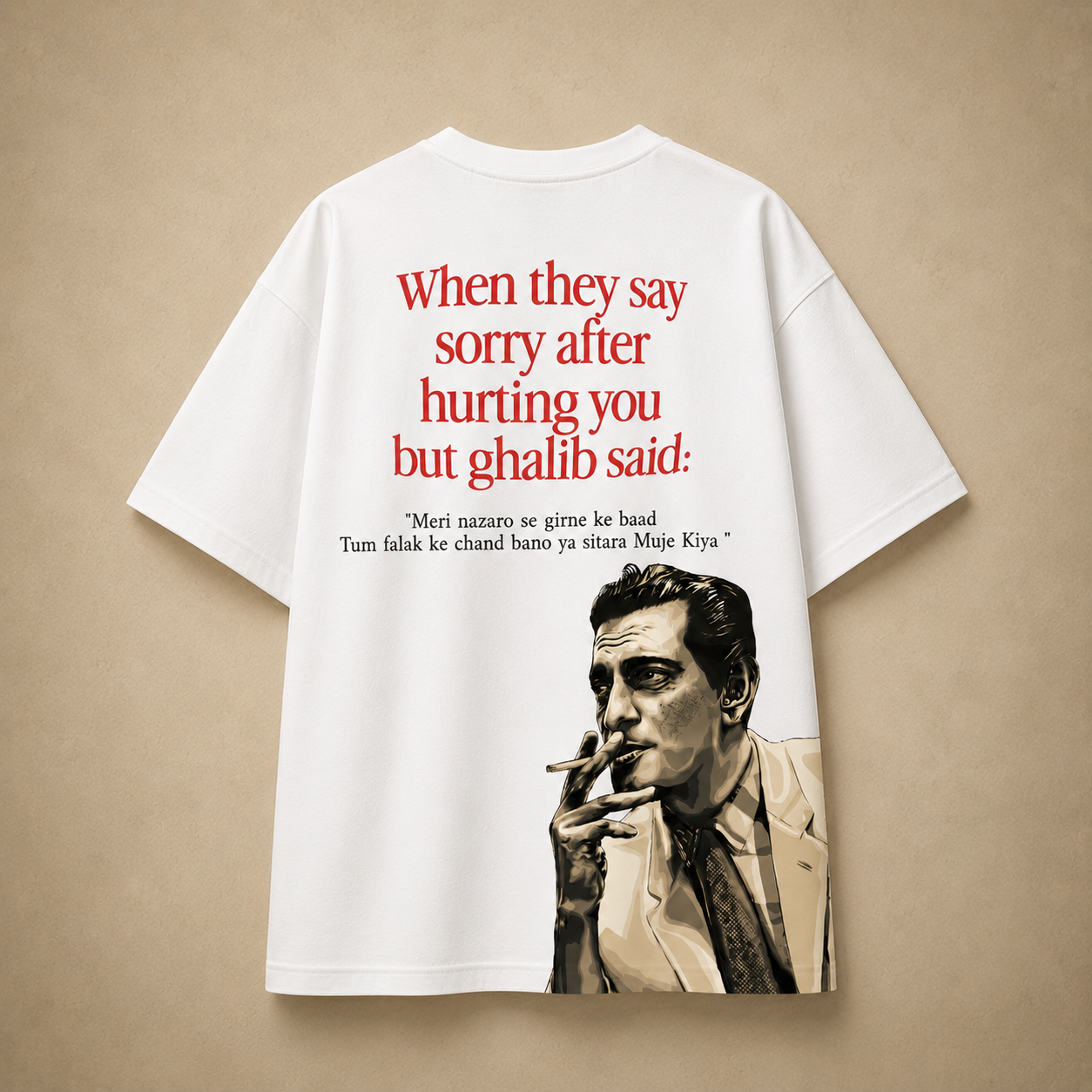 Ghalib Quote Oversized Graphic T-Shirt