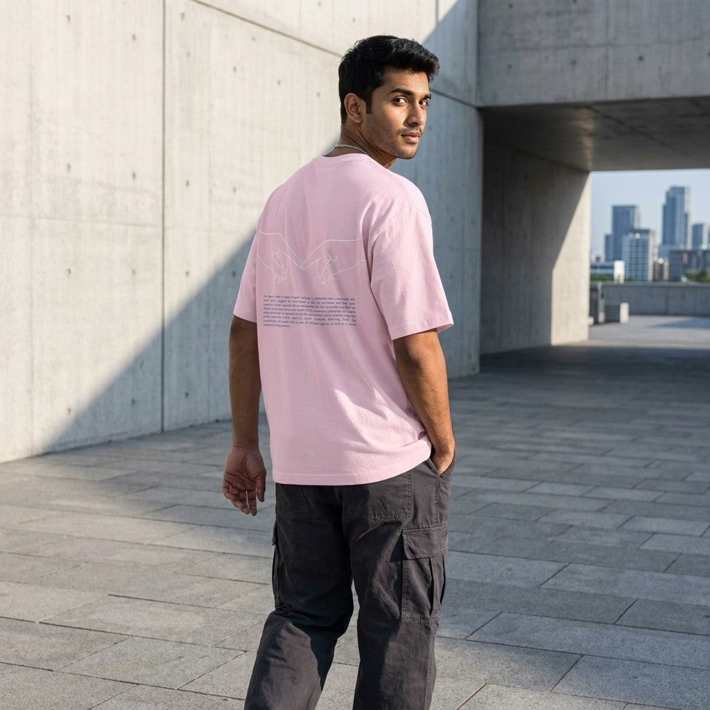 Serendipity Oversized Typography T-Shirt for Men | Aesthetic Back Print Graphic Tee | Premium Streetwear Cotton T-Shirt