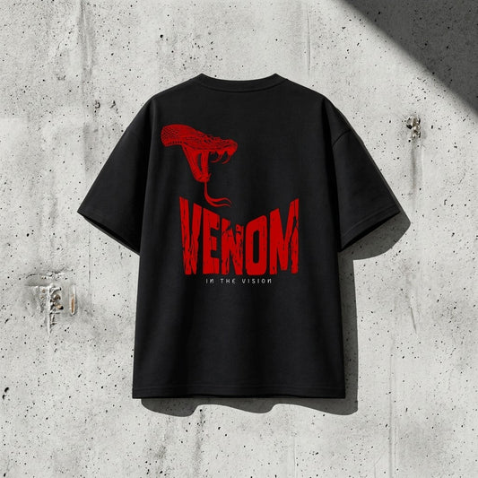 Venom Oversized T-Shirt | Black Streetwear Graphic Tee for Men