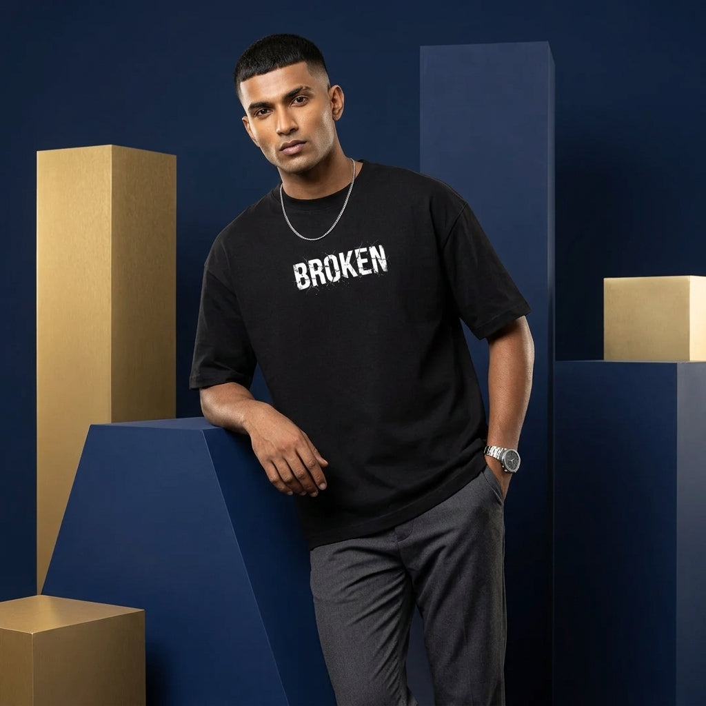 BROKEN Typography Oversize Tshirt