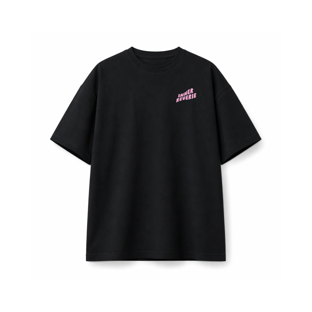 "Even The Sky Is Not The Limit" Floral Graphic Oversized T-Shirt - Black